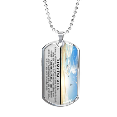 Daughter Cherished Chapters Dog Tag Necklace - Love You This Much